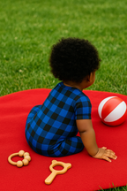 Front Opening Ready Set Romper® Shortie in Blue Buffalo Plaid