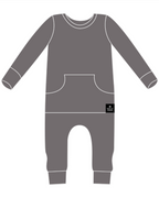 Front Opening Ready Set Romper® in Ribbed Stormy