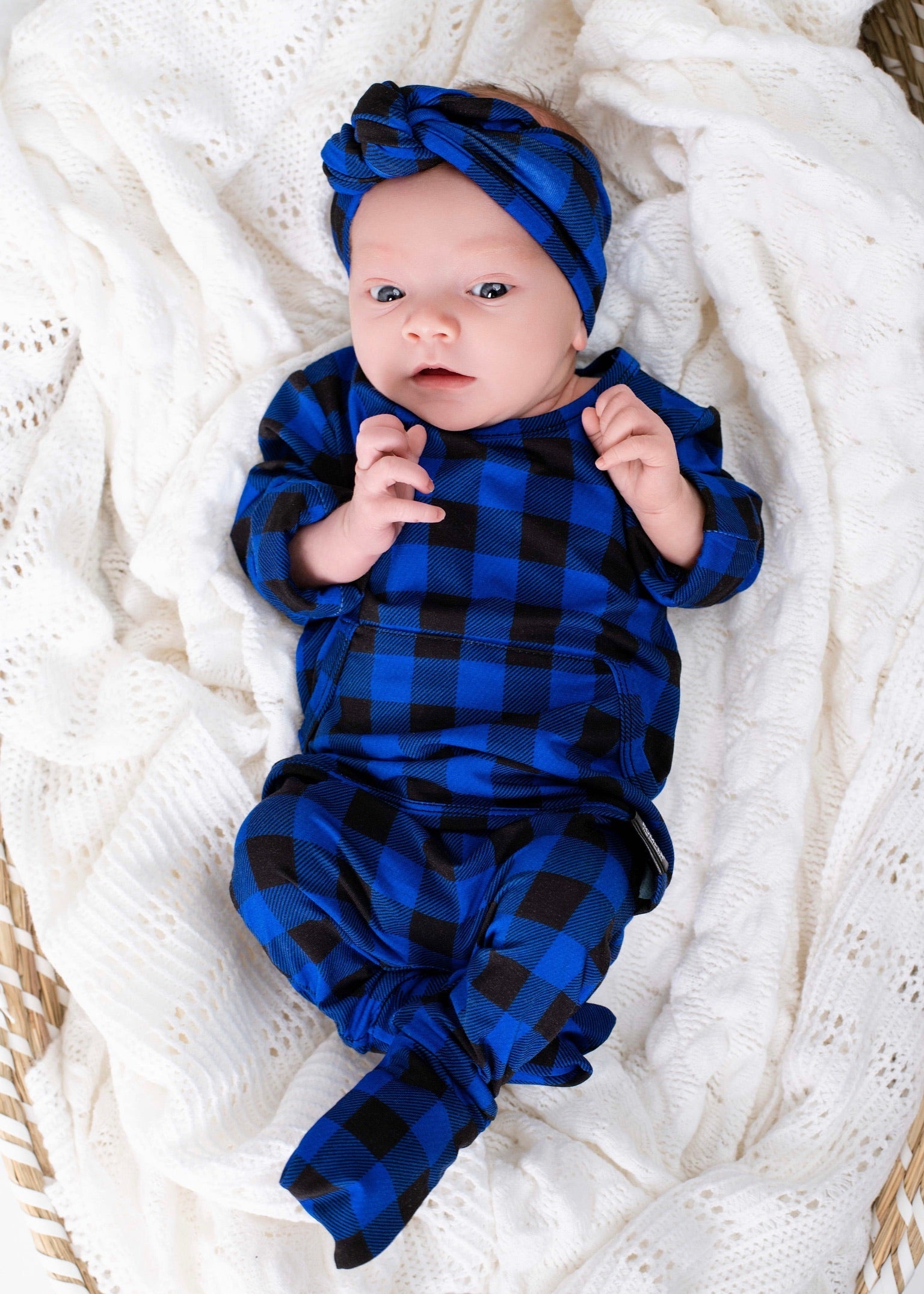 Front Opening Ready Set Romper® in Blue Buffalo Plaid