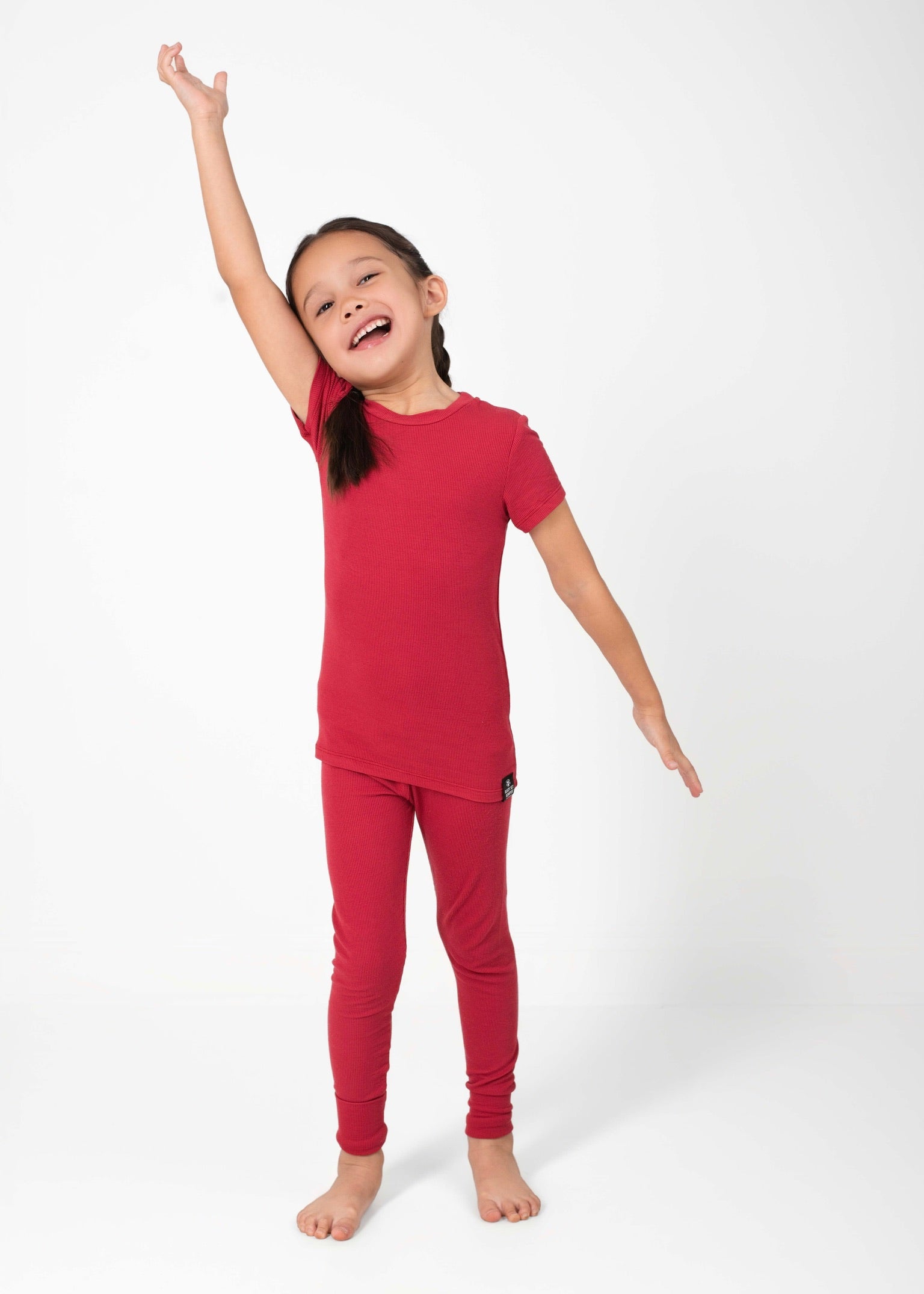 2 pc Loungewear Set in Ribbed Crimson