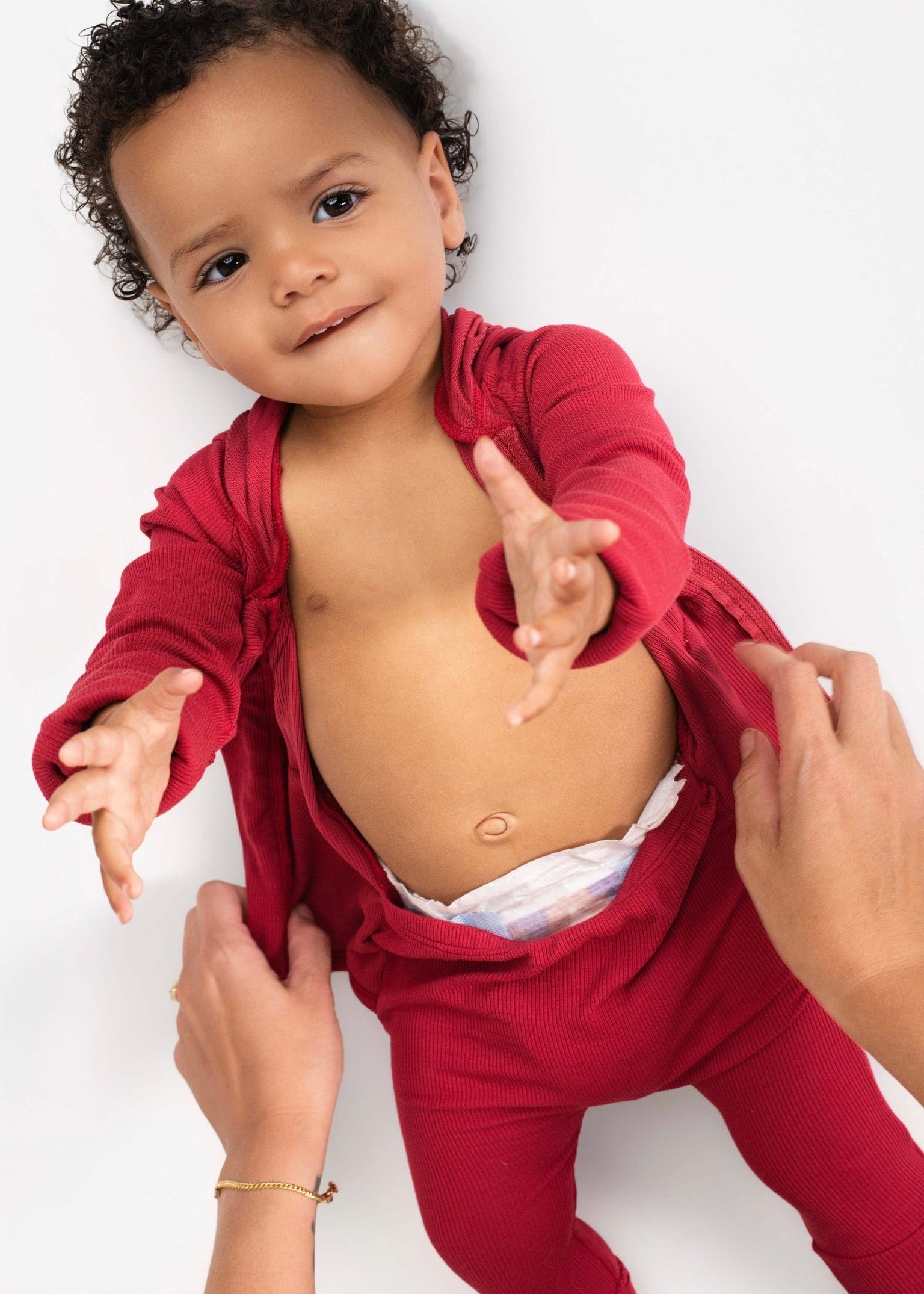 Front Opening Ready Set Romper® ZIP-IT! in Ribbed Crimson