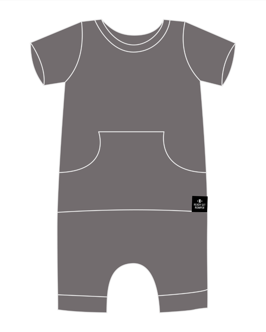 Front Opening Ready Set Romper® Shortie in Ribbed Stormy