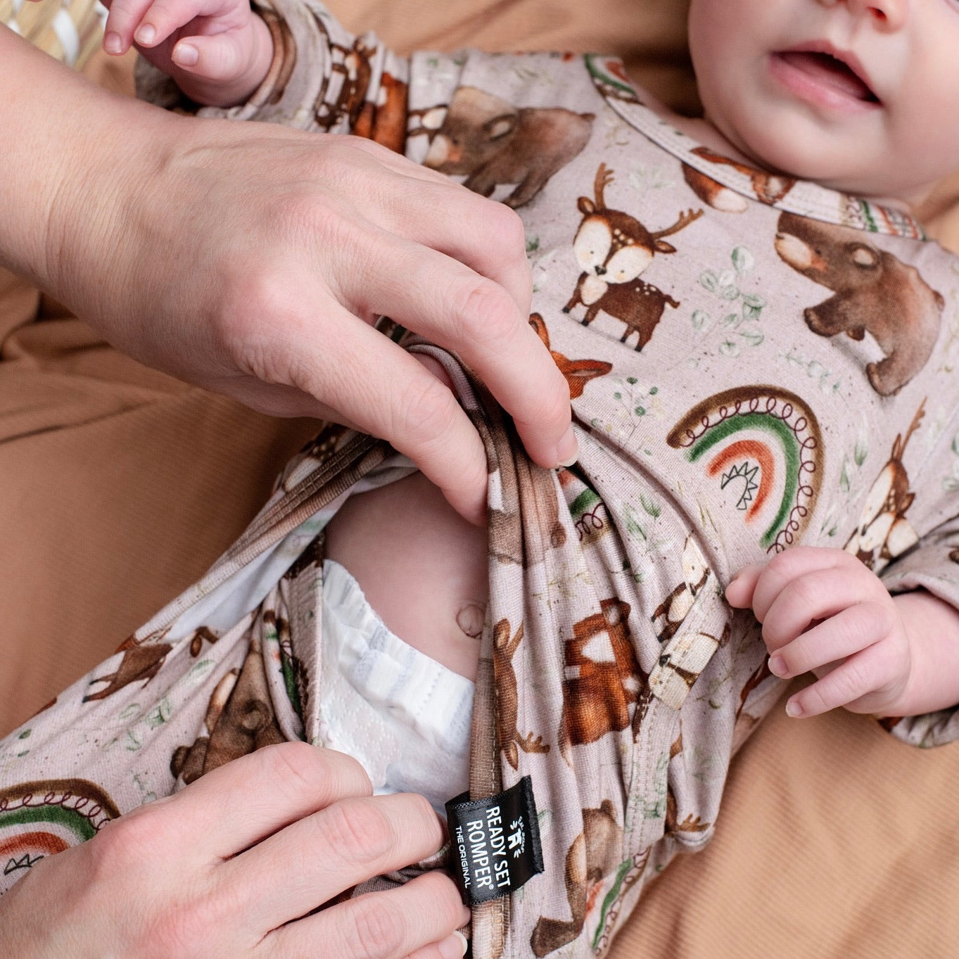 Front Opening Ready Set Romper® in Woodland Animals