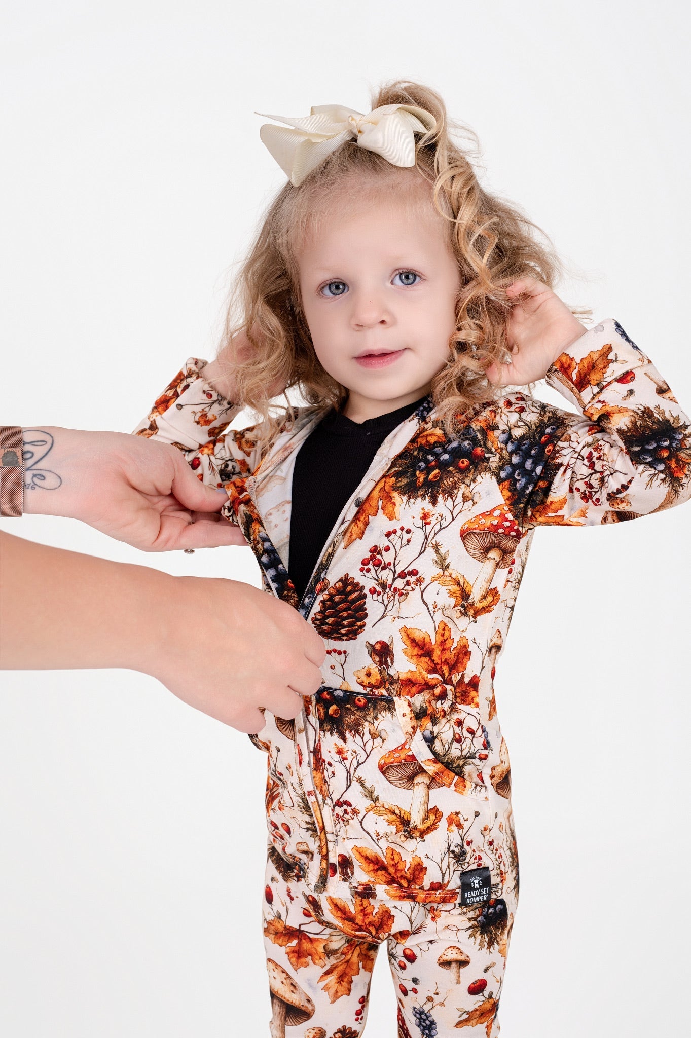 Front Opening Ready Set Romper® ZIP-IT! in Mushrooms