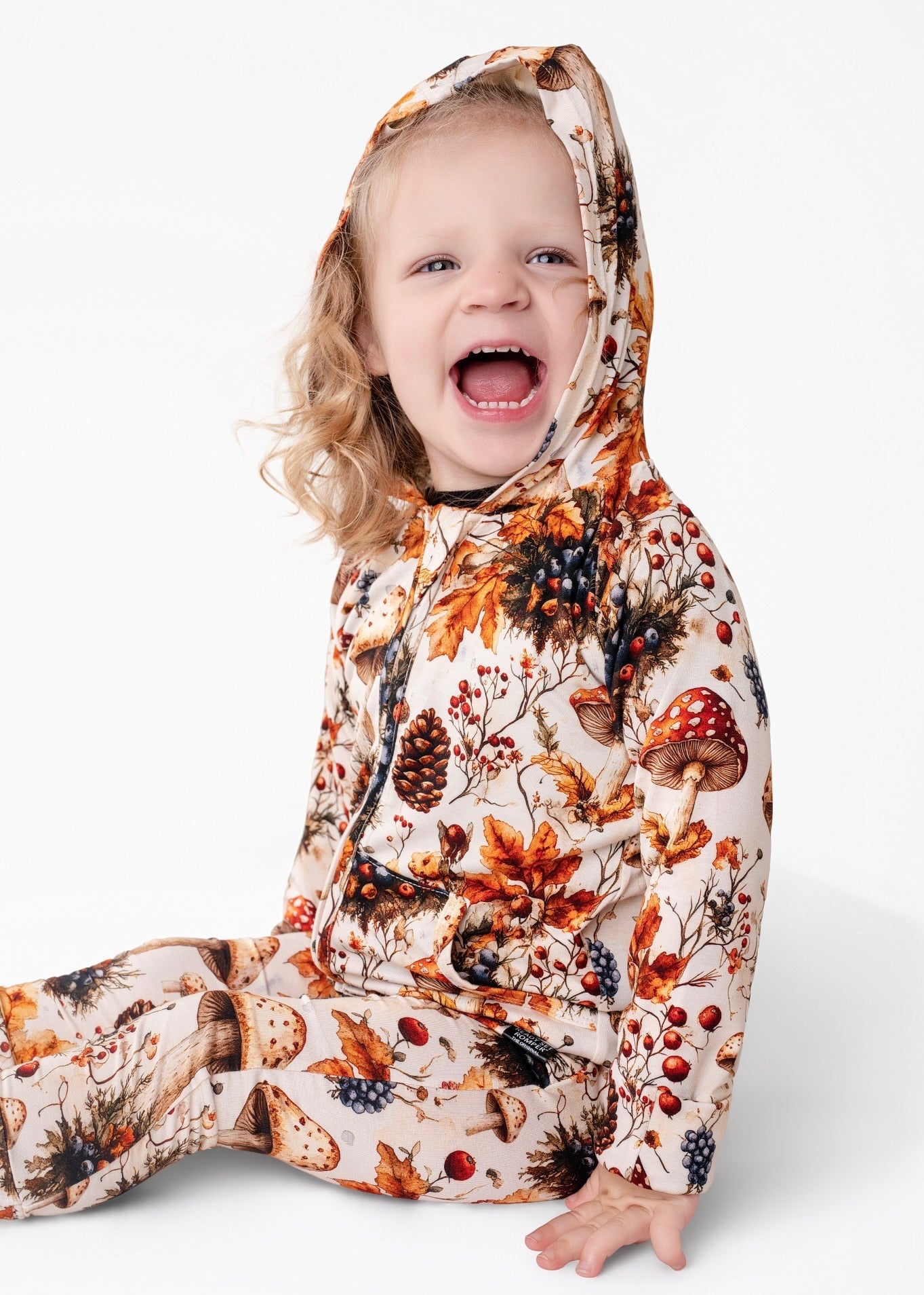 Front Opening Ready Set Romper® ZIP-IT! in Mushrooms
