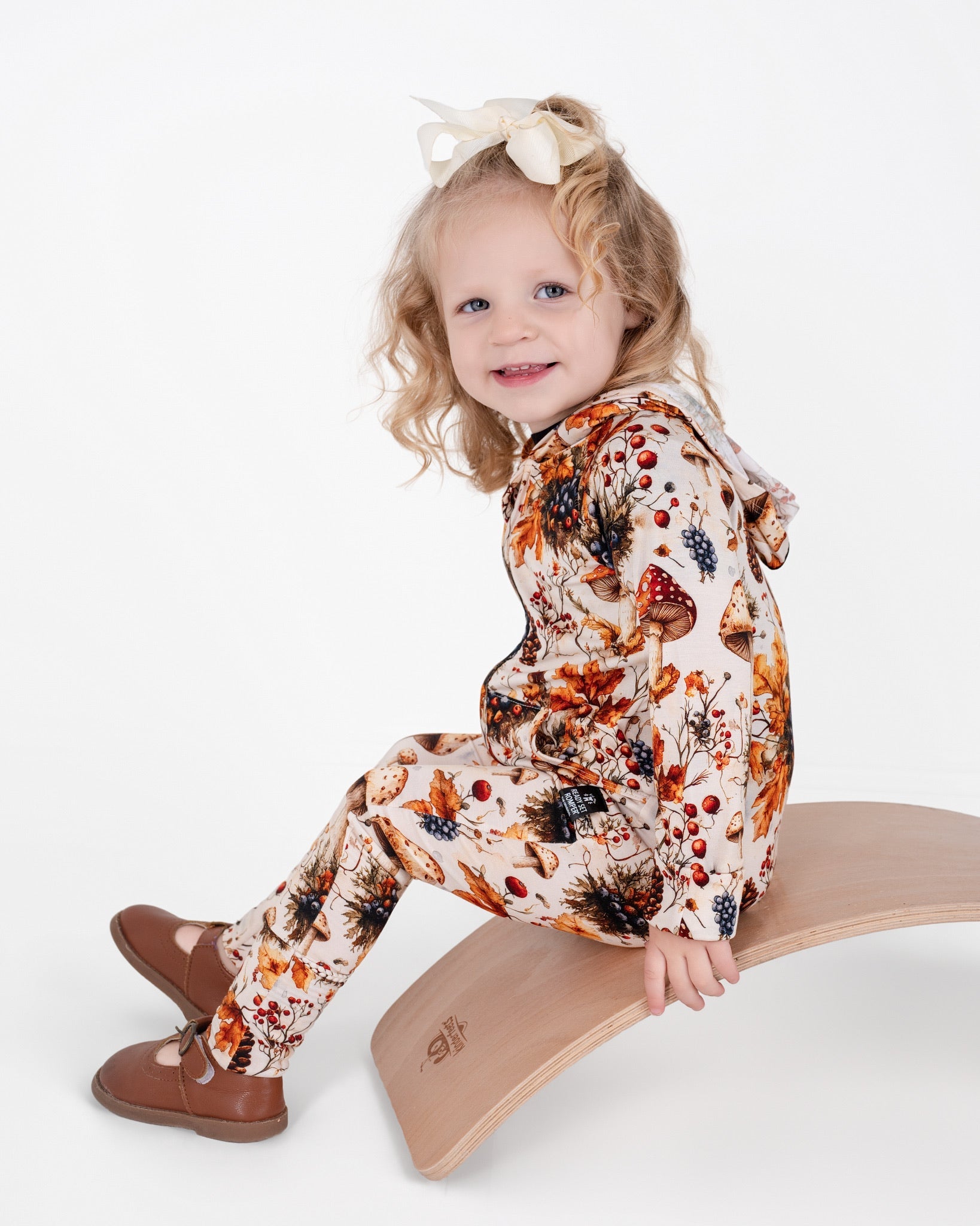 Front Opening Ready Set Romper® ZIP-IT! in Mushrooms