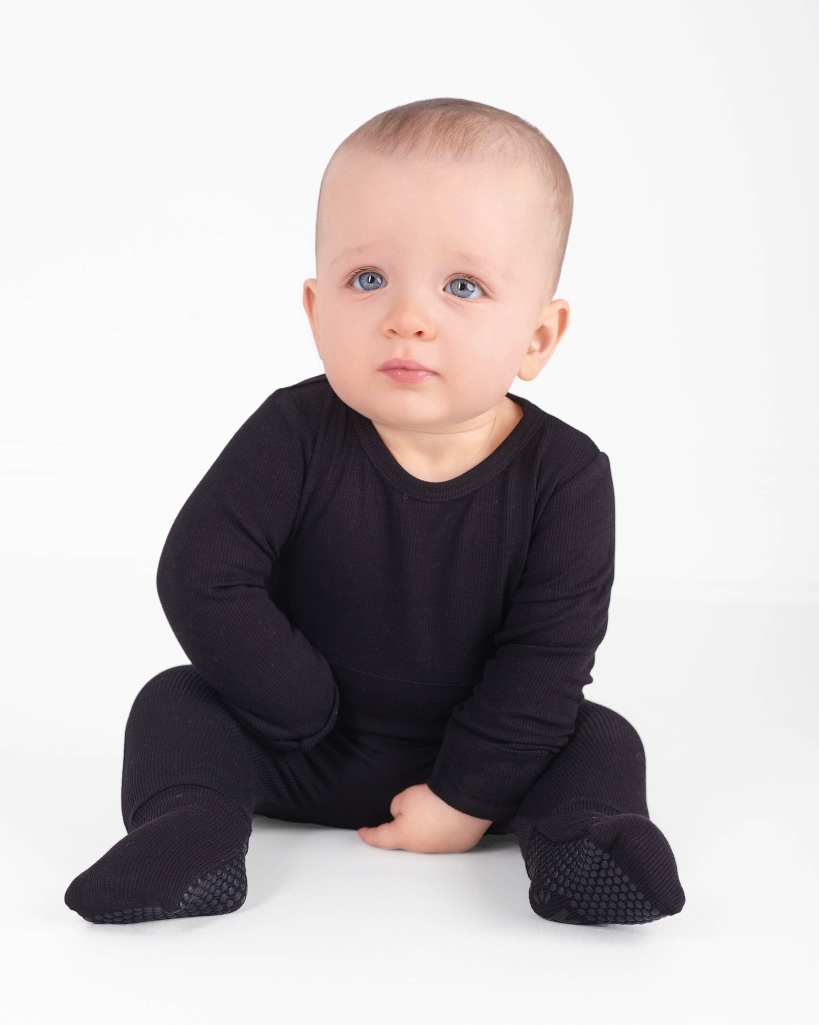 Front Opening Ready Set Romper® in Ribbed Essential Midnight