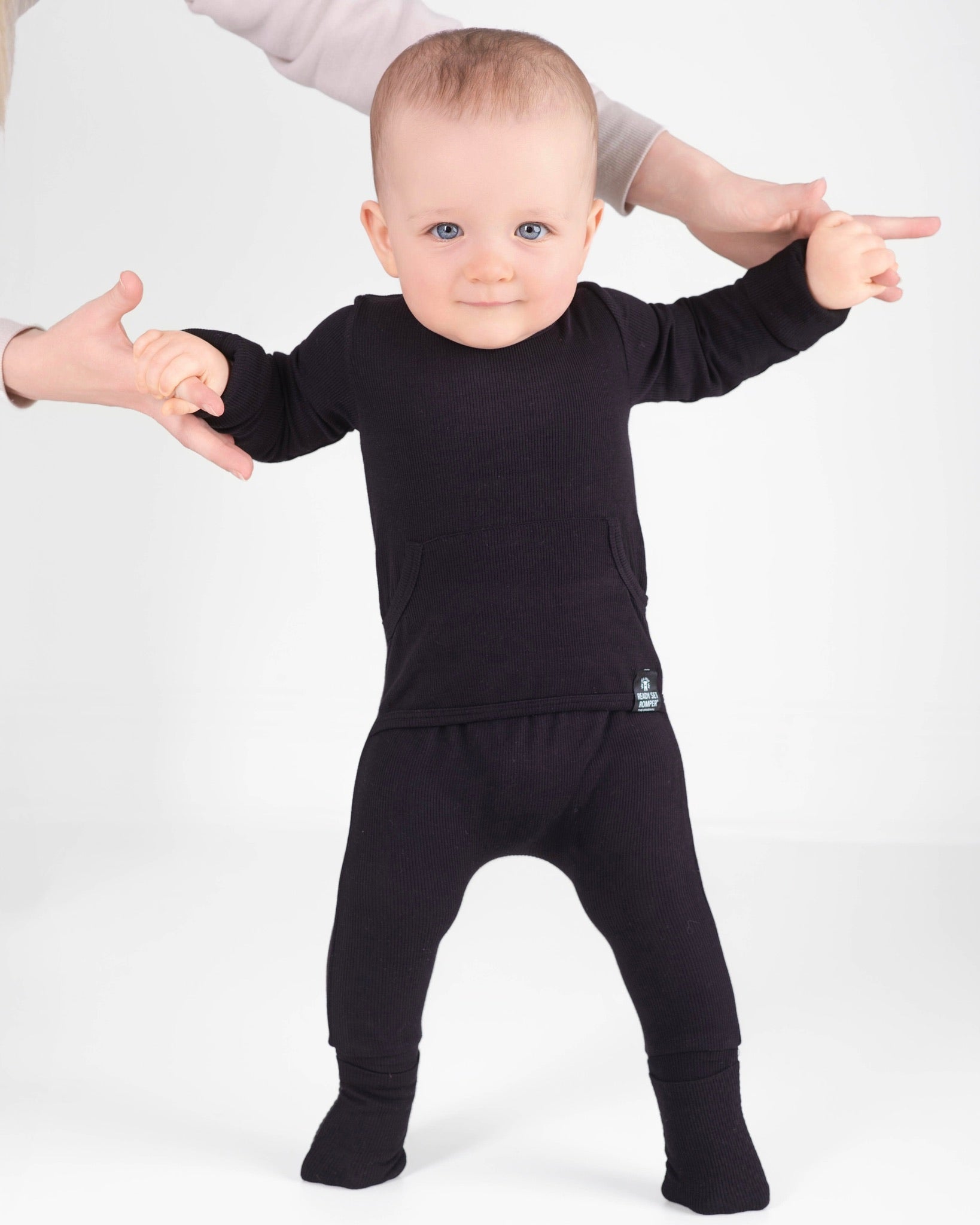 Front Opening Ready Set Romper® in Ribbed Essential Midnight