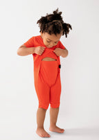Front Opening Ready Set Romper® Shortie in Ribbed Coral