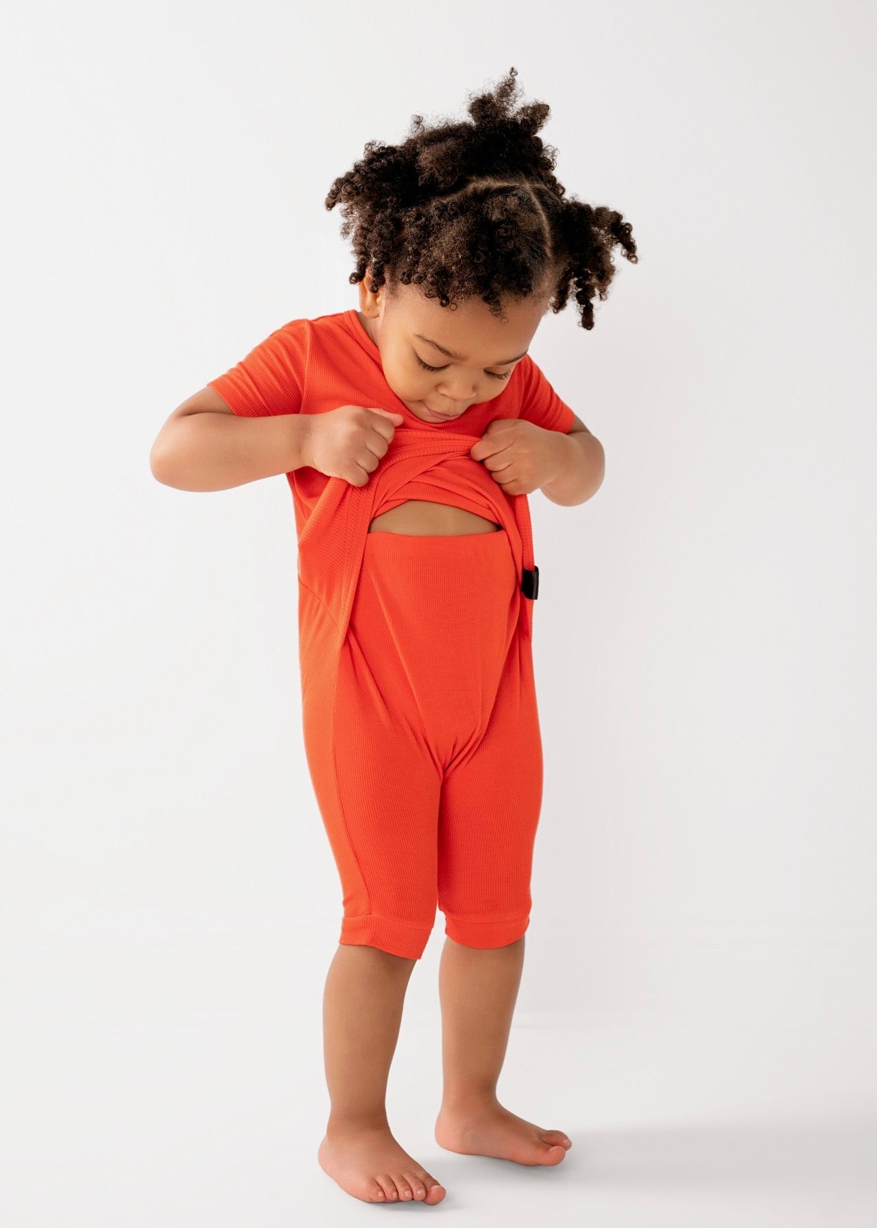 Front Opening Ready Set Romper® Shortie in Ribbed Coral