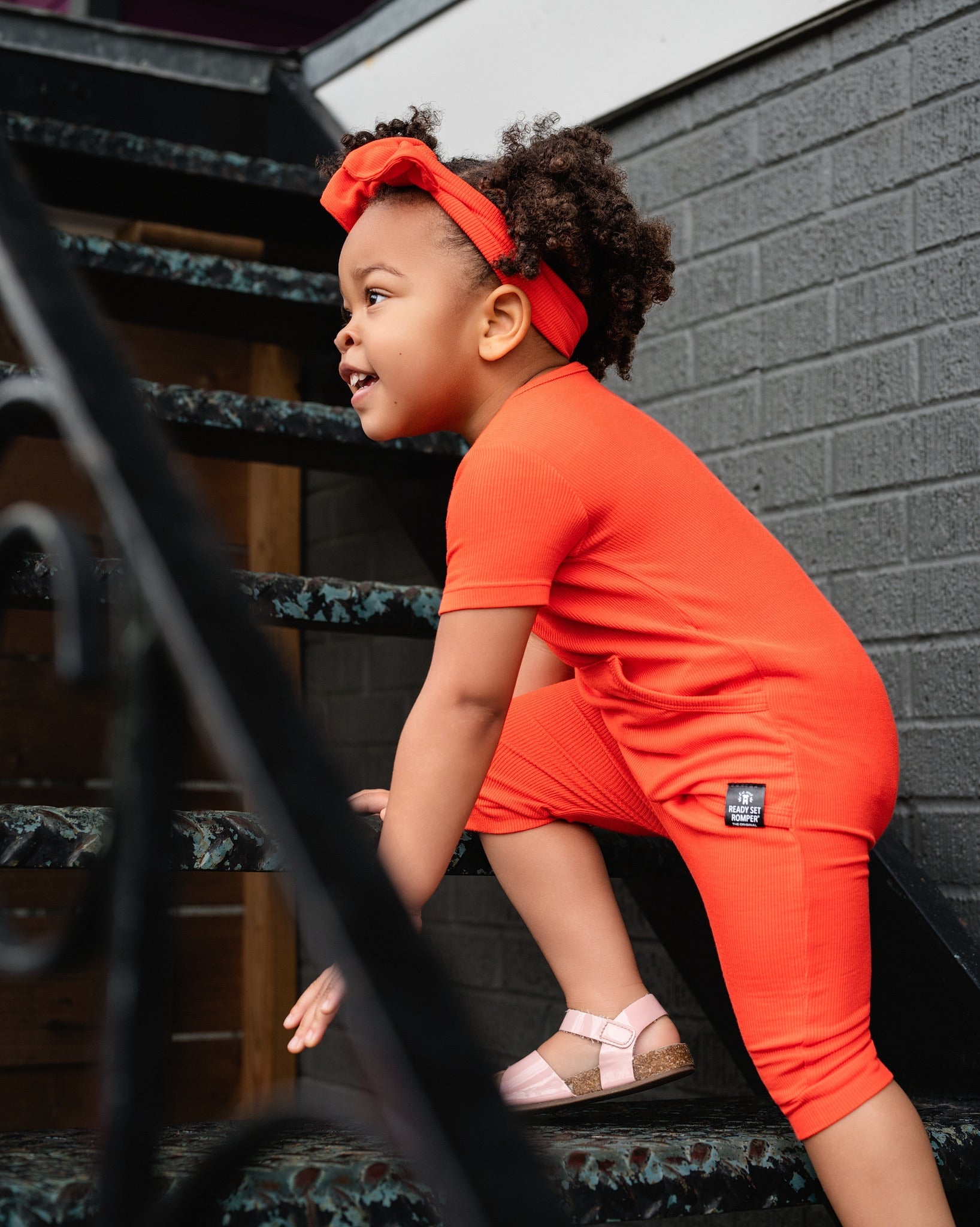 Front Opening Ready Set Romper® Shortie in Ribbed Coral