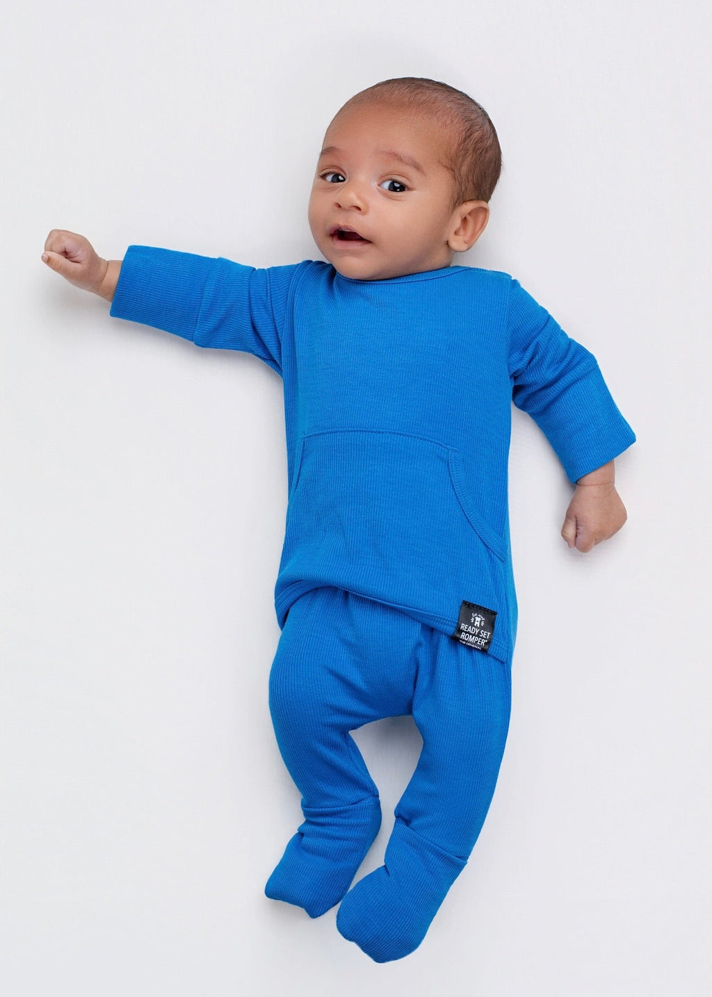 Front Opening Ready Set Romper® in Ribbed Sapphire