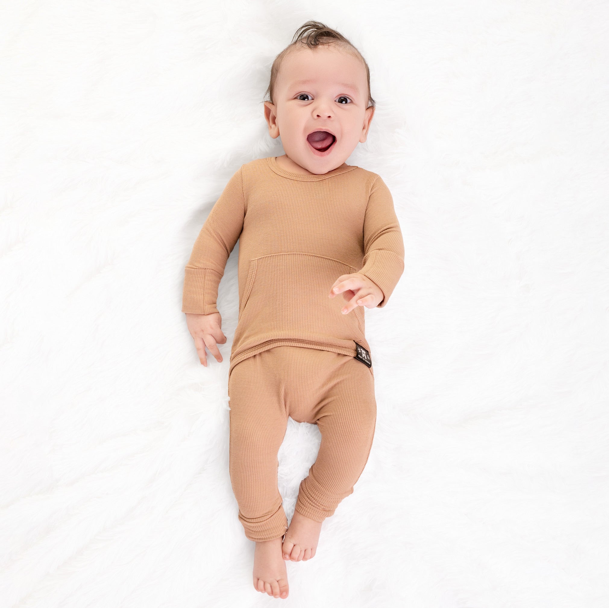 Front Opening Ready Set Romper® in Ribbed Caramel