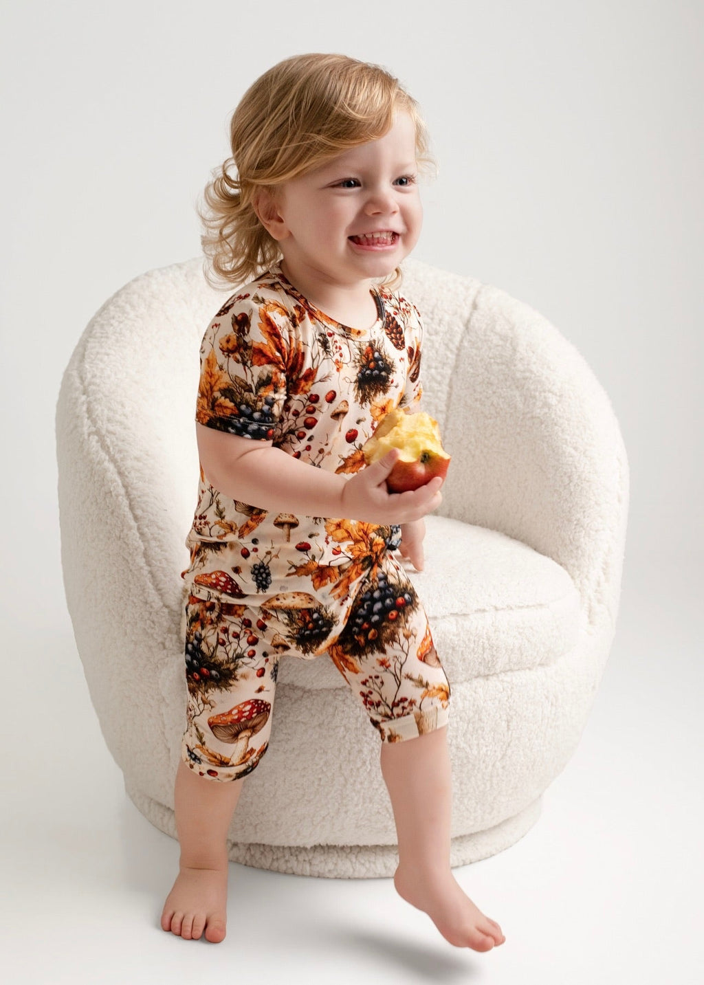 Front Opening Ready Set Romper® Shortie in Mushrooms