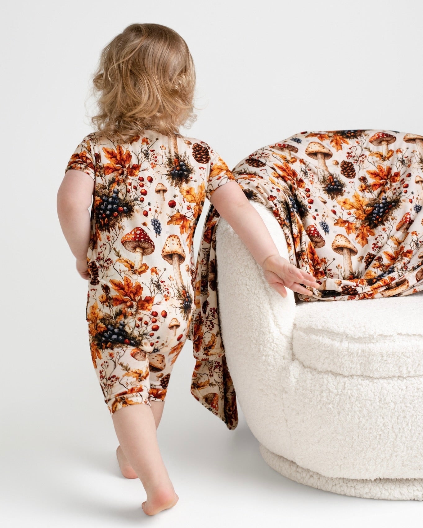 Front Opening Ready Set Romper® Shortie in Mushrooms