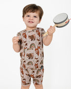 Front Opening Ready Set Romper® Shortie in Woodland Animals