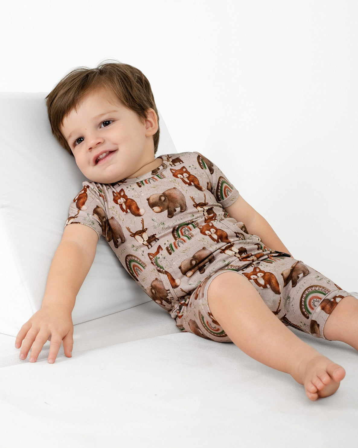 Front Opening Ready Set Romper® Shortie in Woodland Animals