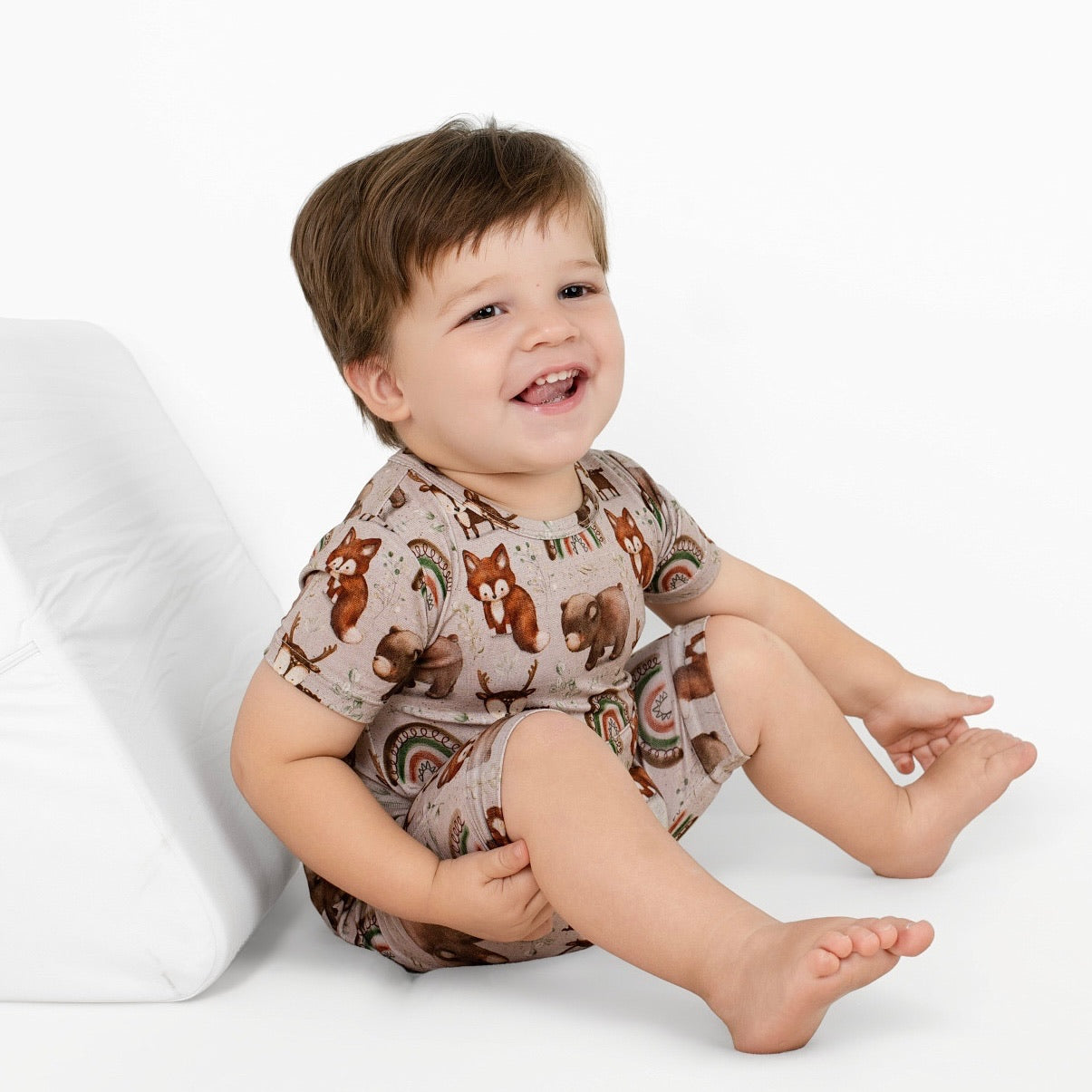 Front Opening Ready Set Romper® Shortie in Woodland Animals