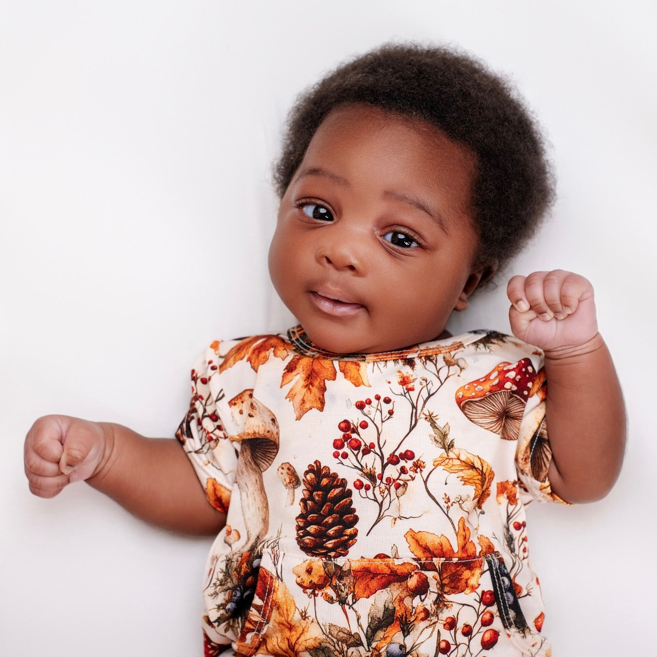 Front Opening Ready Set Romper® Shortie in Mushrooms