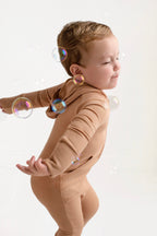 Front Opening Ready Set Romper® ZIP-IT in Ribbed Caramel