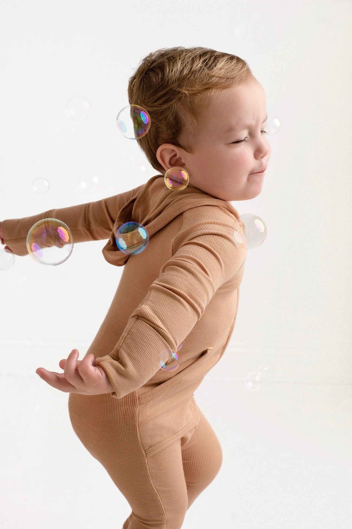 Front Opening Ready Set Romper® ZIP-IT in Ribbed Caramel