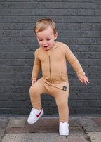 Front Opening Ready Set Romper® ZIP-IT in Ribbed Caramel