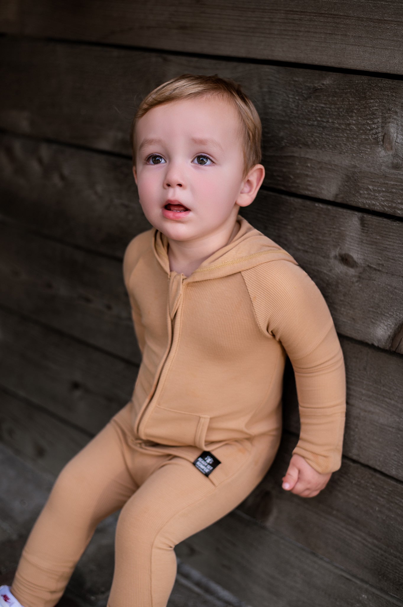 Front Opening Ready Set Romper® ZIP-IT in Ribbed Caramel