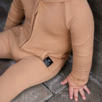 Front Opening Ready Set Romper® ZIP-IT in Ribbed Caramel