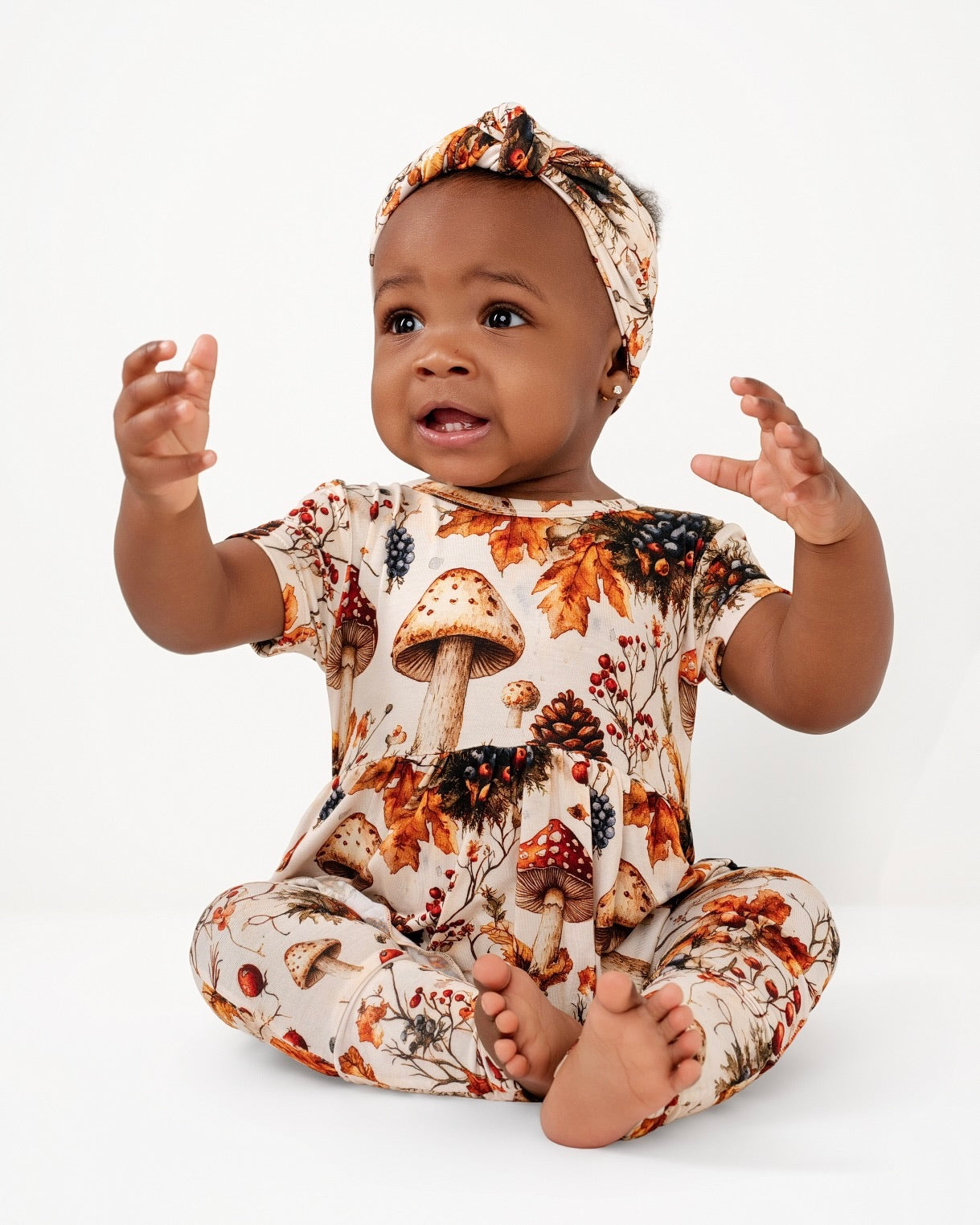 Reversible Opening Ready Set Romper® Twirl in Mushrooms