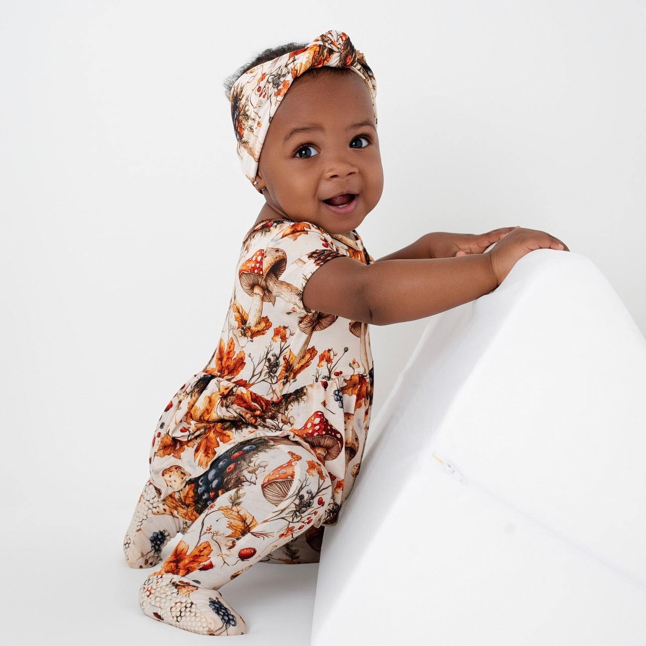 Reversible Opening Ready Set Romper® Twirl in Mushrooms