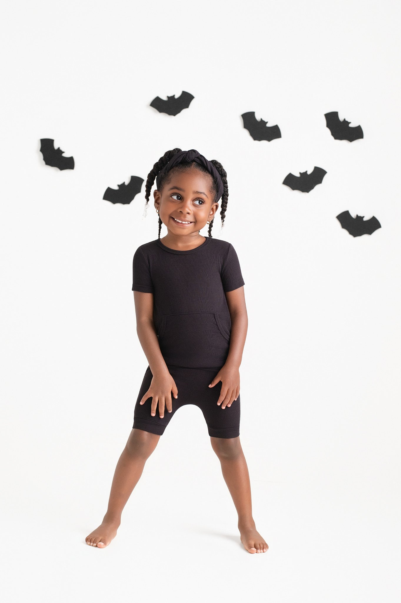 Front Opening Ready Set Romper® Shortie in Ribbed Essential Midnight