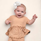 Reversible Opening Ready Set Romper® Twirl in Ribbed Caramel