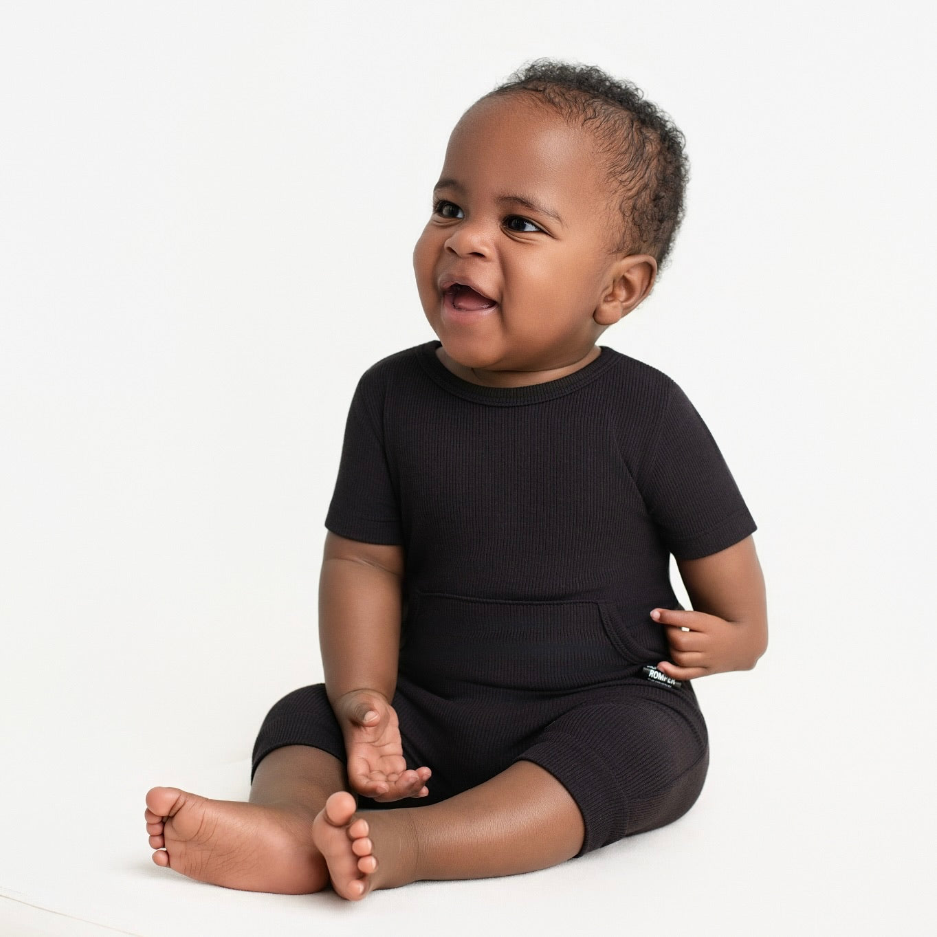 Front Opening Ready Set Romper® Shortie in Ribbed Essential Midnight