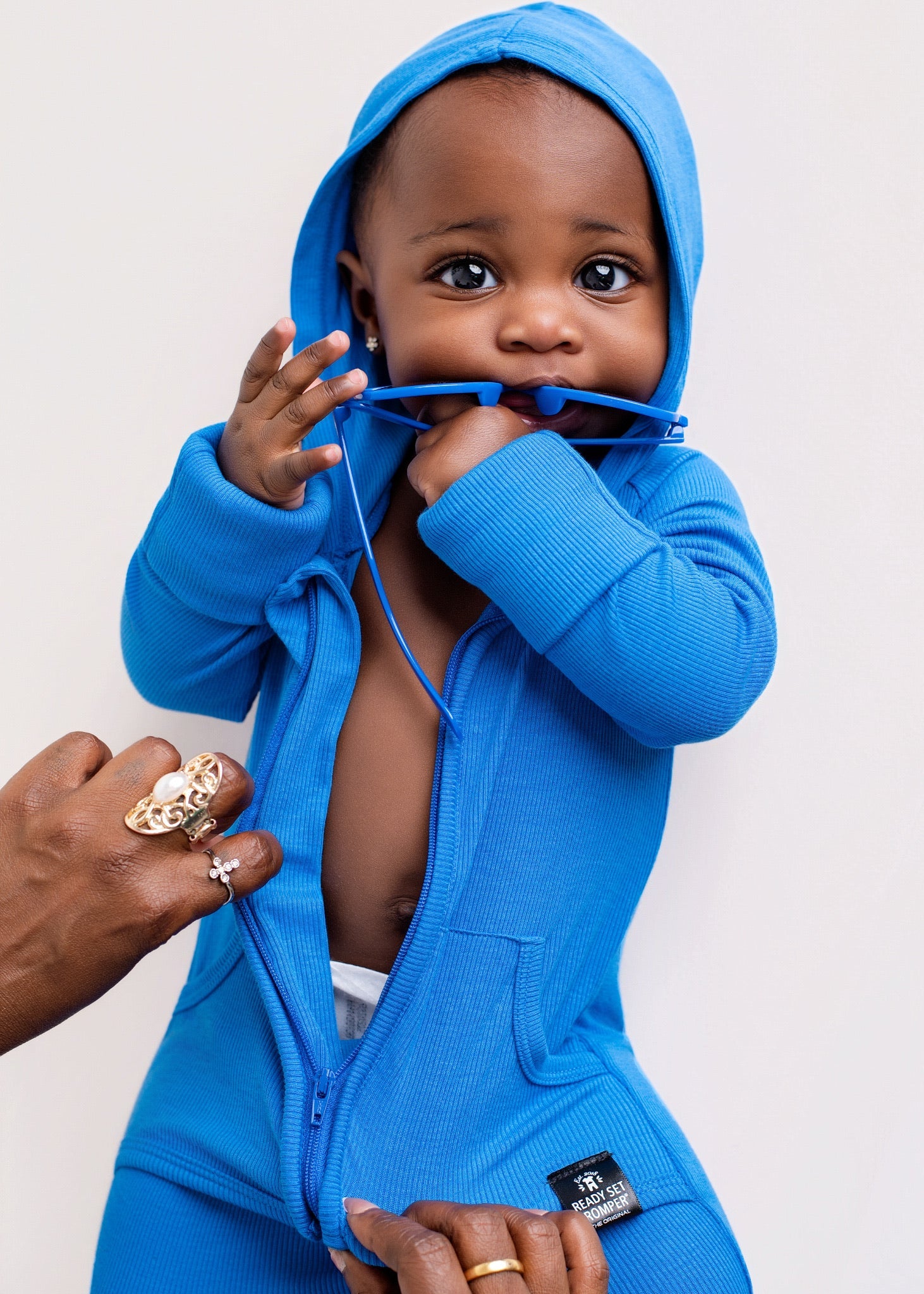 Front Opening Ready Set Romper® ZIP-IT! in Ribbed Sapphire