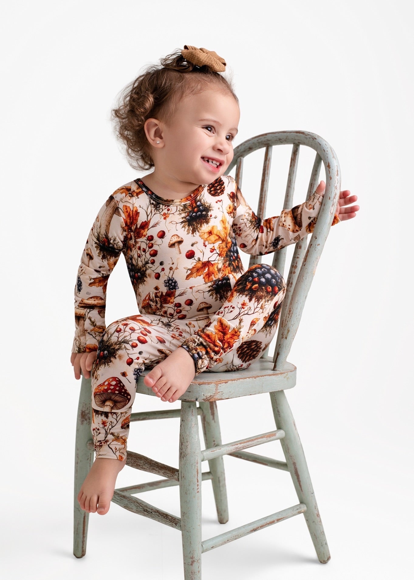 Front Opening Ready Set Romper® in Mushrooms