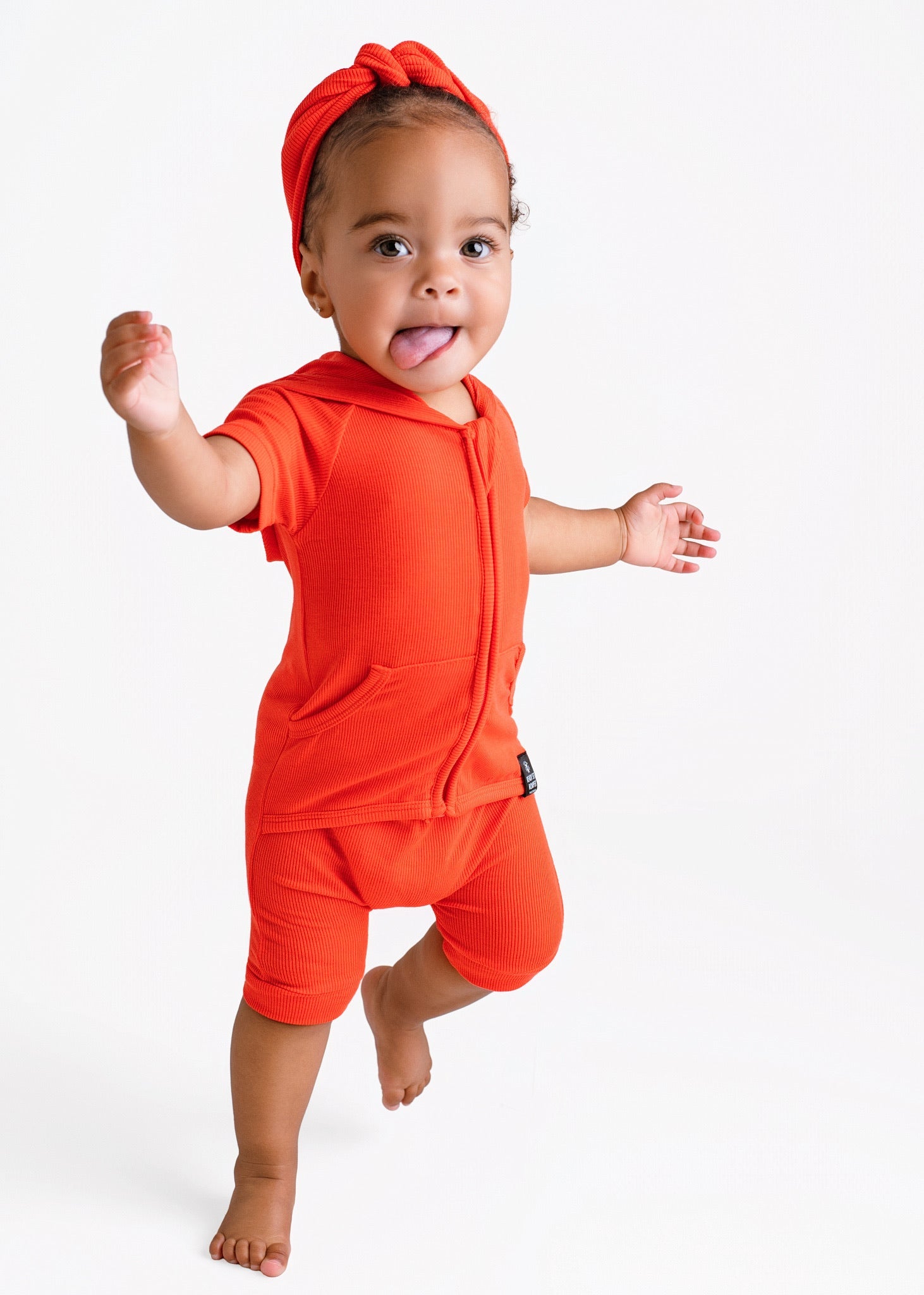 Front Opening Ready Set Romper® ZIP-IT! in Ribbed Coral
