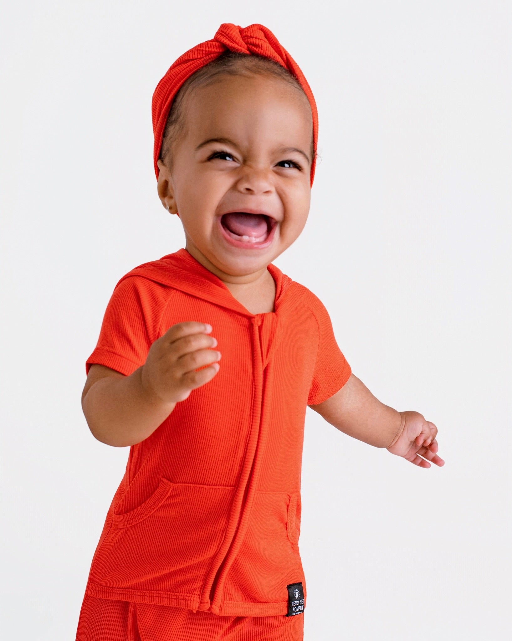 Front Opening Ready Set Romper® ZIP-IT! in Ribbed Coral