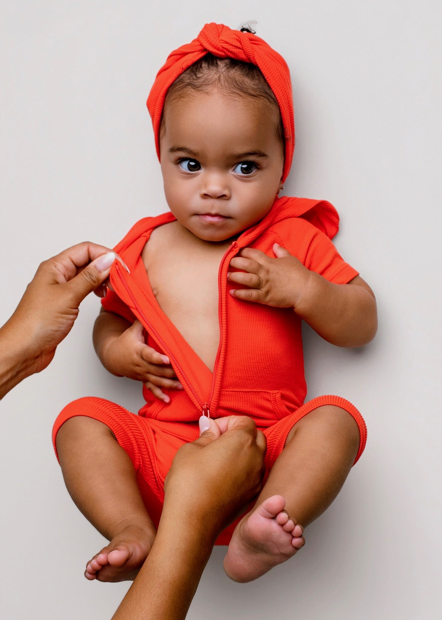 Front Opening Ready Set Romper® ZIP-IT! in Ribbed Coral