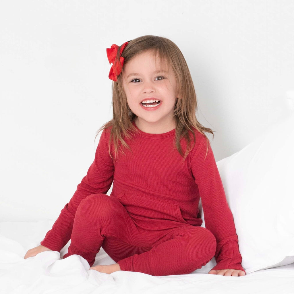 Front Opening Ready Set Romper® in Ribbed Crimson