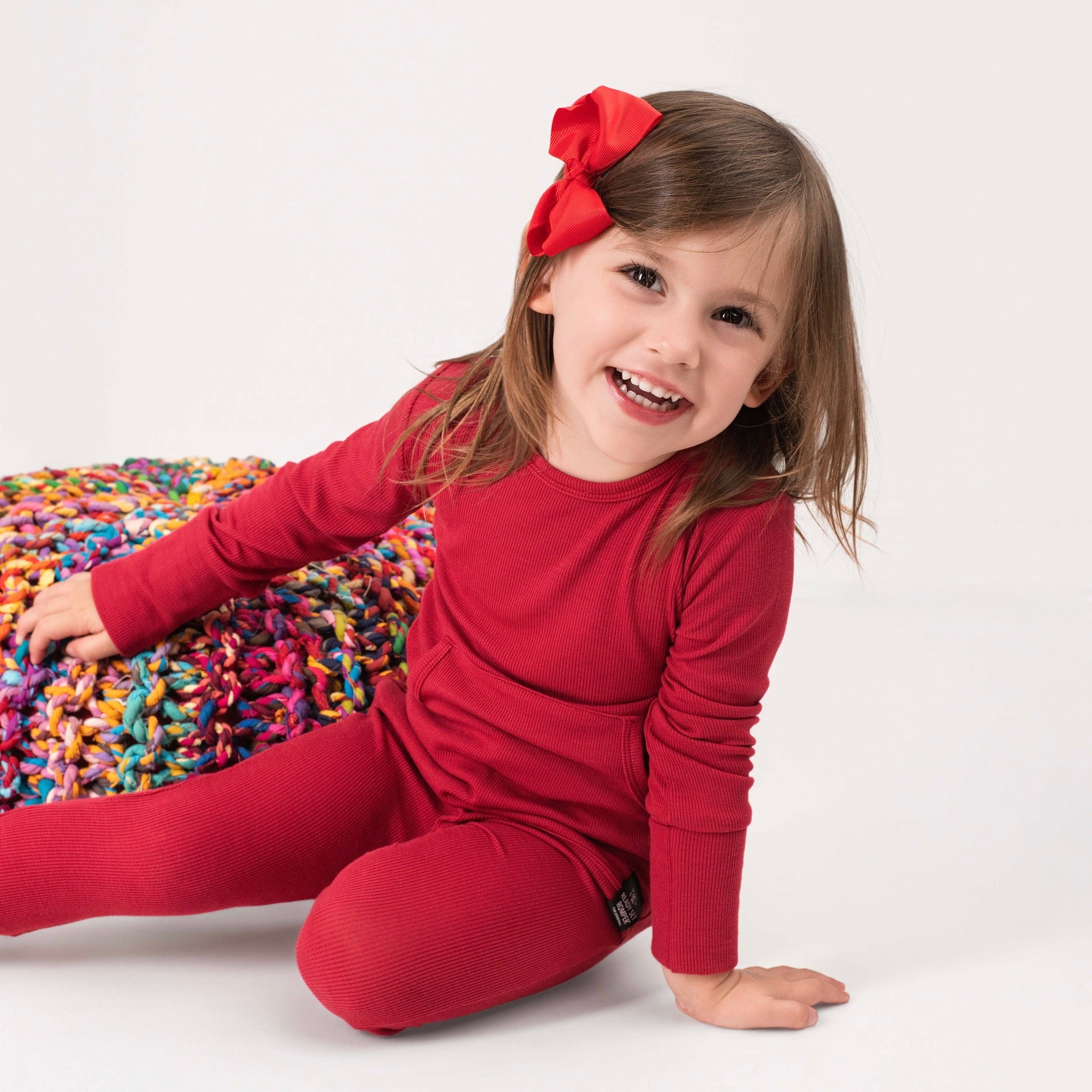 Front Opening Ready Set Romper® in Ribbed Crimson
