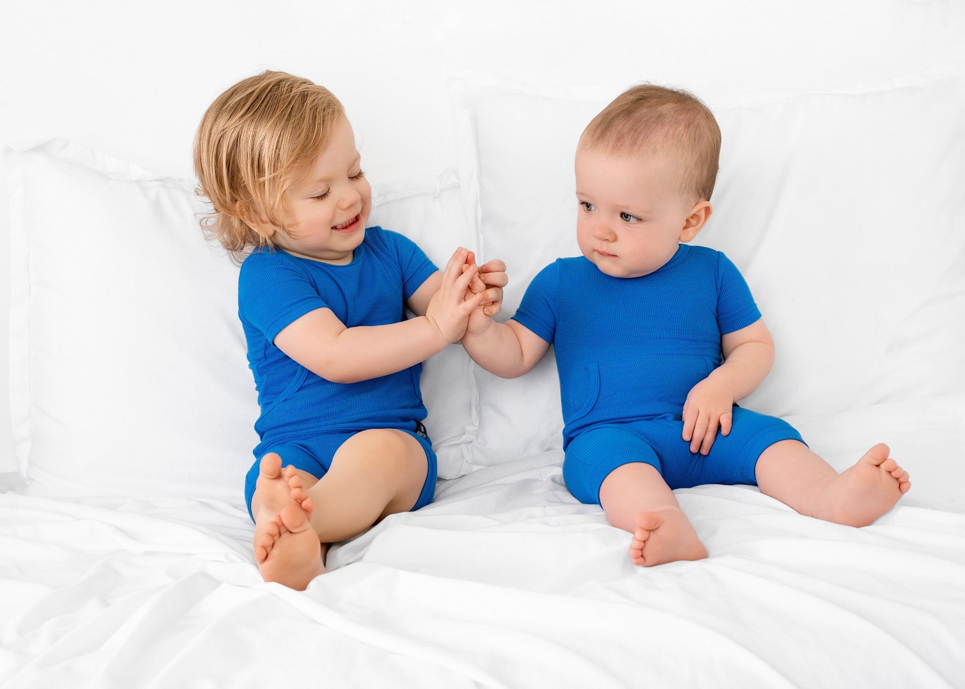 Front Opening Ready Set Romper® Shortie in Ribbed Sapphire