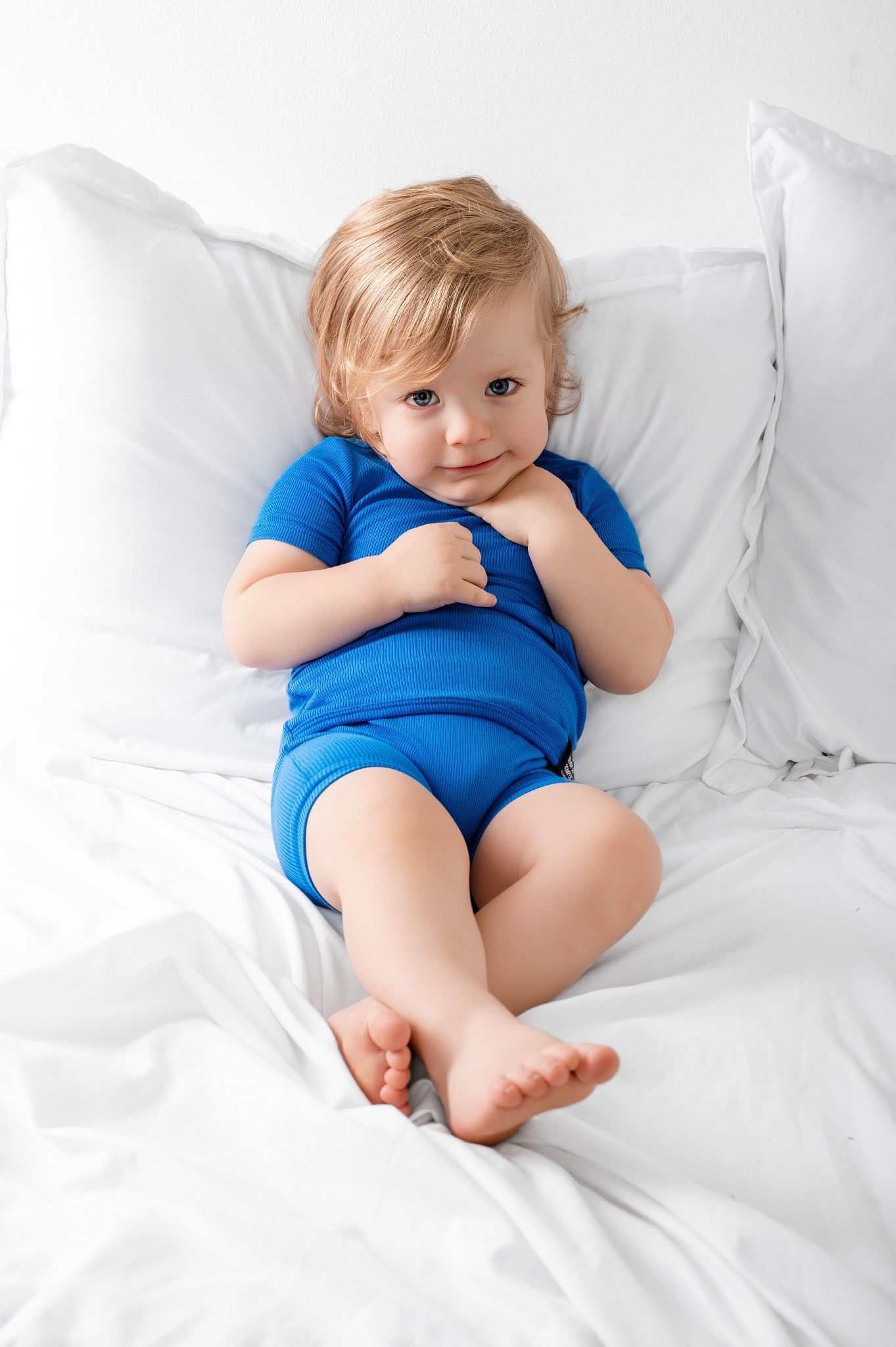 Front Opening Ready Set Romper® Shortie in Ribbed Sapphire