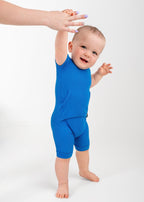 Front Opening Ready Set Romper® Shortie in Ribbed Sapphire