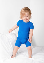 Front Opening Ready Set Romper® Shortie in Ribbed Sapphire