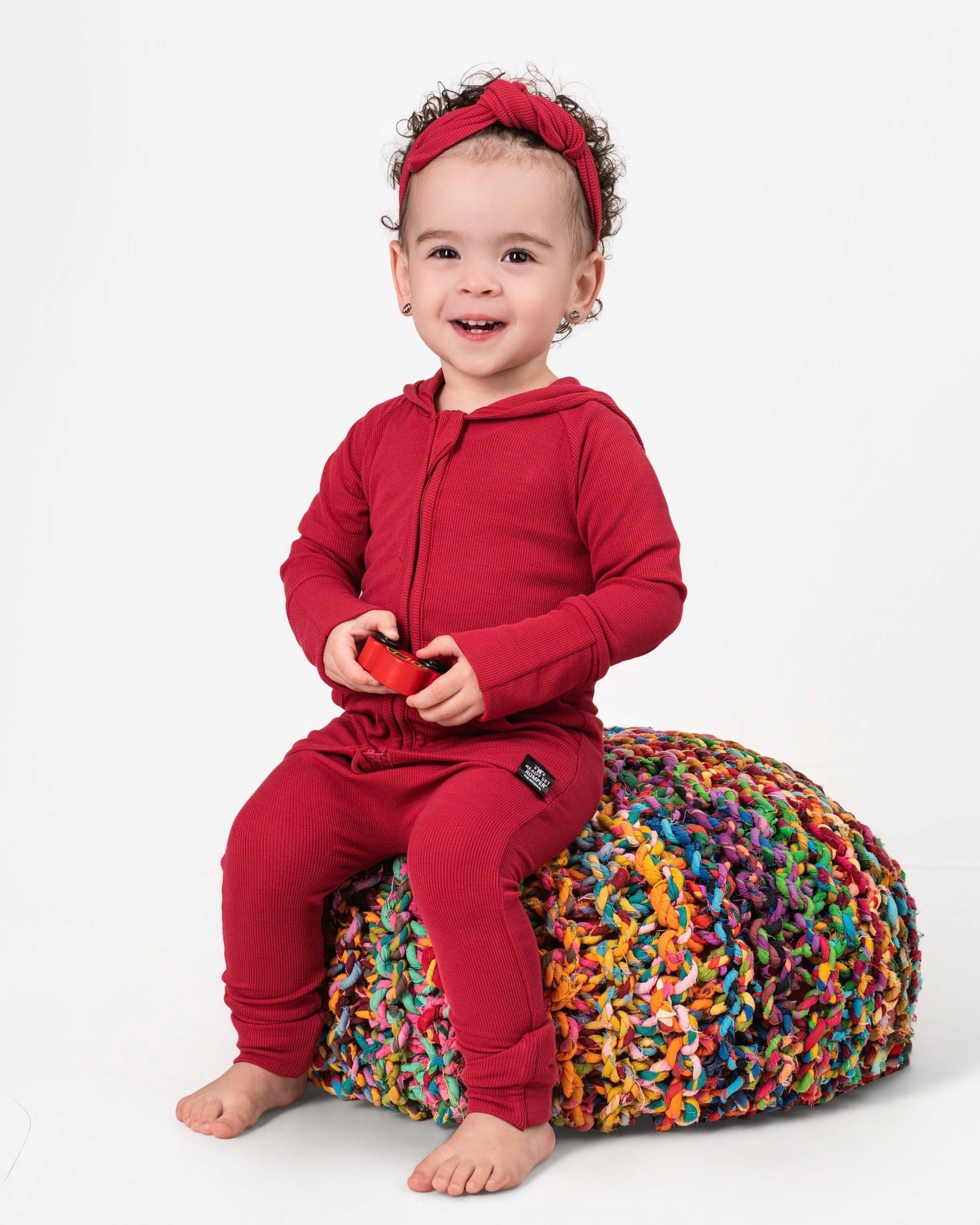 Front Opening Ready Set Romper® ZIP-IT! in Ribbed Crimson