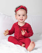 Front Opening Ready Set Romper® ZIP-IT! in Ribbed Crimson