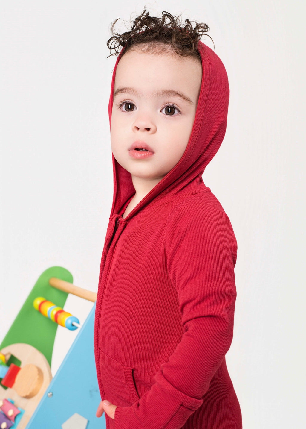 Front Opening Ready Set Romper® ZIP-IT! in Ribbed Crimson