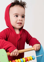 Front Opening Ready Set Romper® ZIP-IT! in Ribbed Crimson
