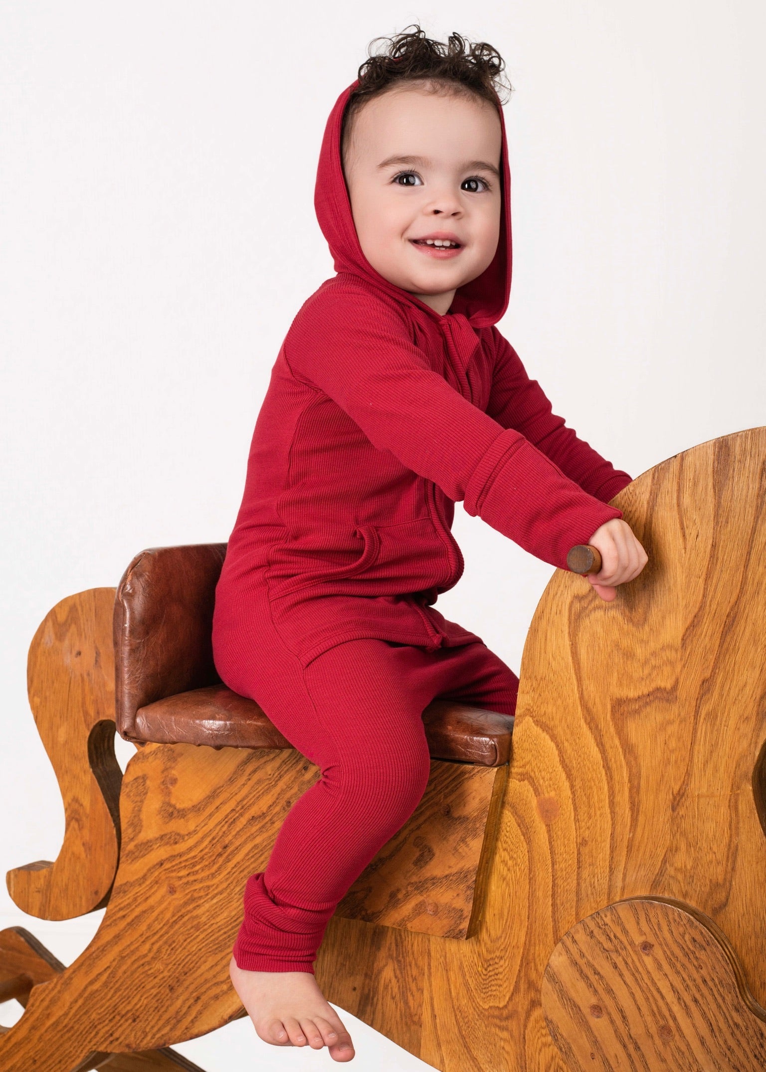 Front Opening Ready Set Romper® ZIP-IT! in Ribbed Crimson