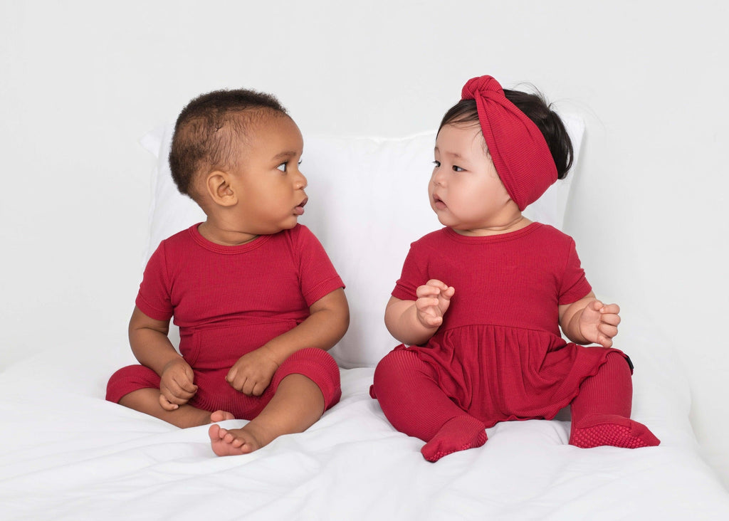 Reversible Opening Ready Set Romper® Twirl in Ribbed Crimson